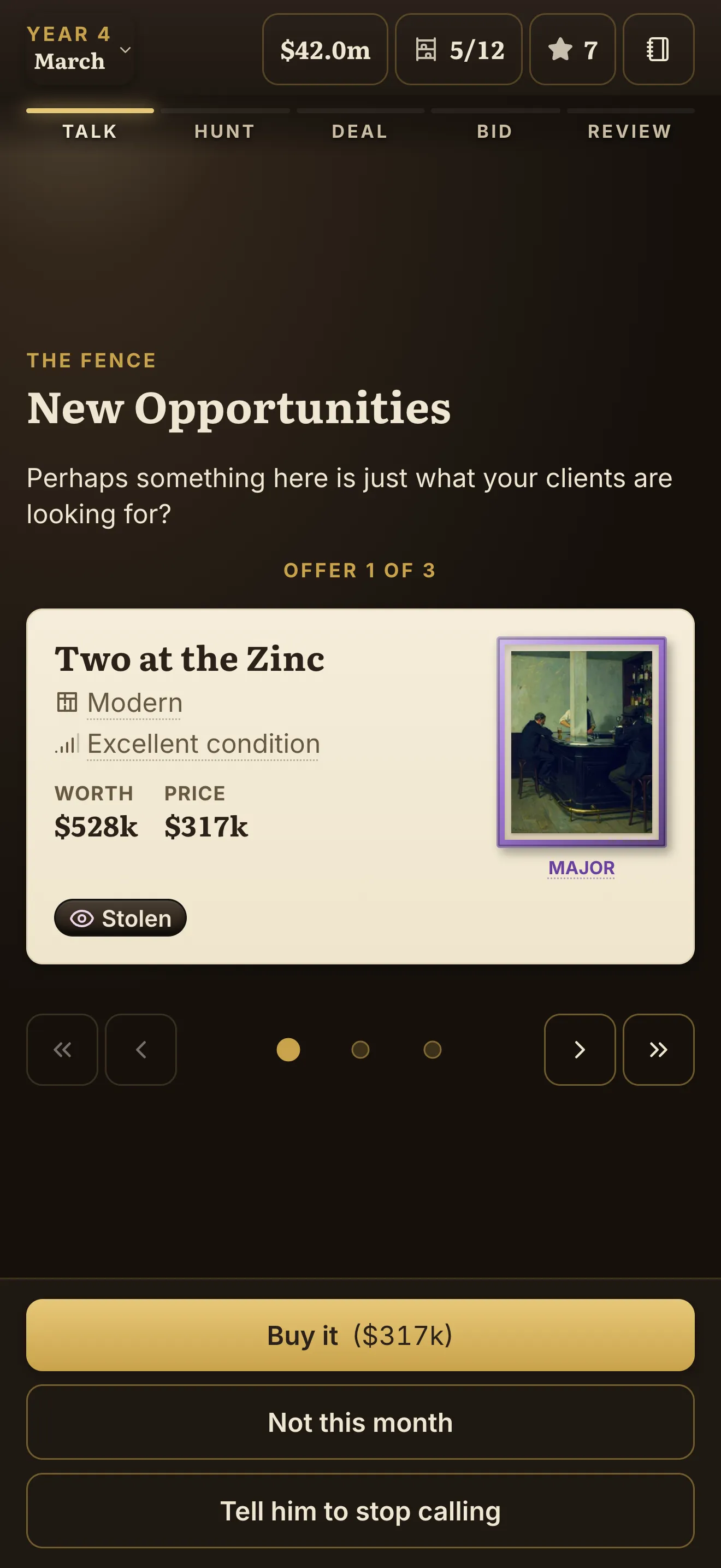 The fence offers a stolen painting