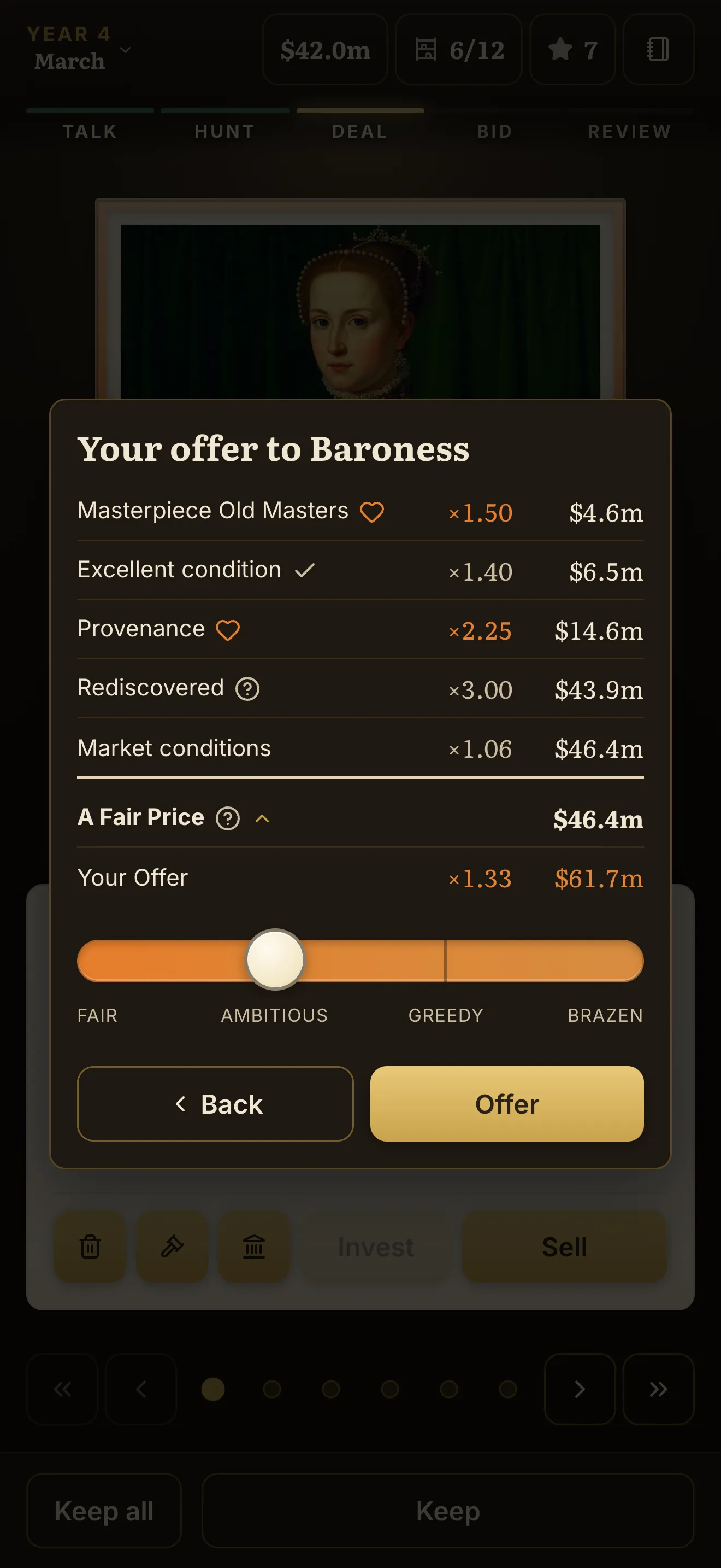 Pricing an offer to the Baroness